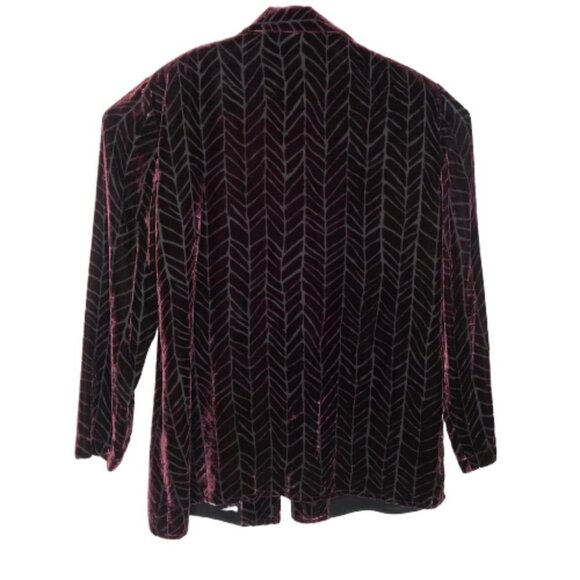 Kay Unger Women's Velvet Semi Sheer Shirt Purple Size 8 Button Front Collared Lo - Picture 2 of 3